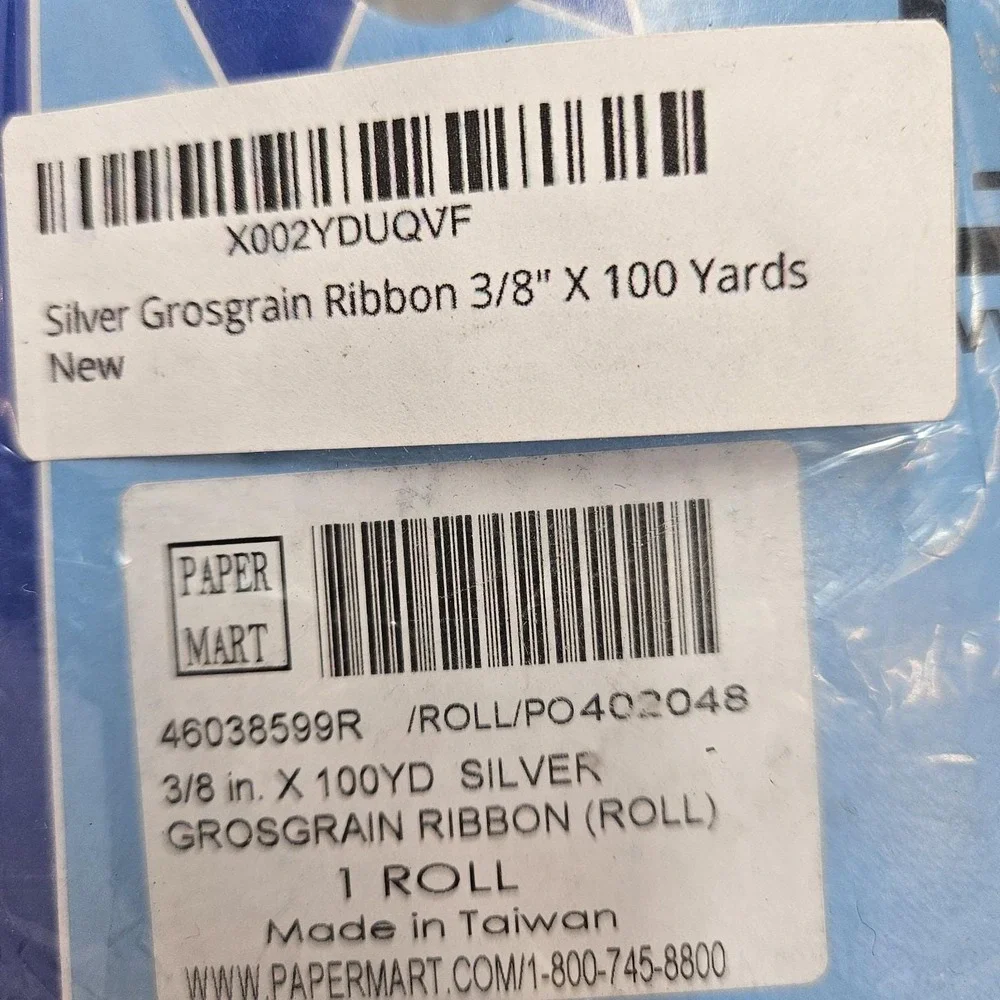 Silver Grosgrain Ribbon 3/8